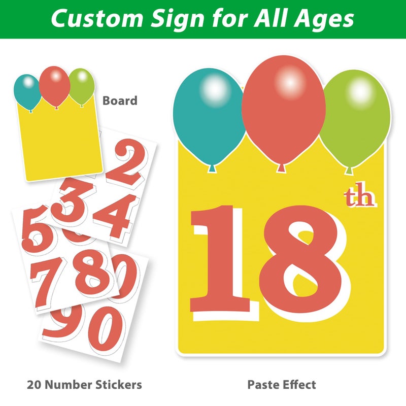 ComboJoy Happy Birthday Yard Sign with Stakes  Customizable Age Birthday Sign with 32.8 ft Colorful LED Lights  20 Number Stickers & 20 Balloons  Versatile Indoor/Outdoor Decorations for Parties  Lawn & Garden - Image 5
